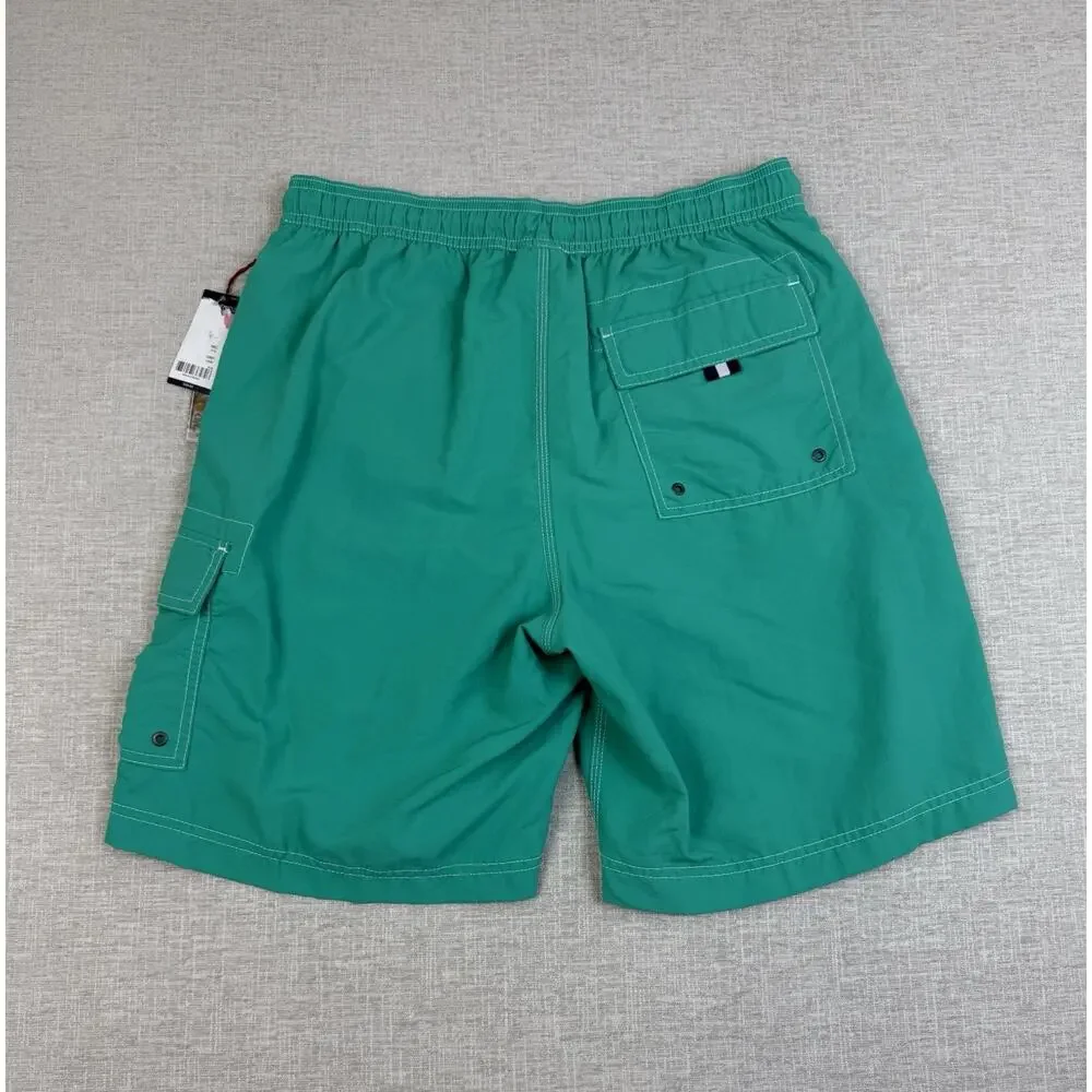 Cremieux Men’s Swim Trunks Medium Green Cargo Board Shorts Mesh Lined NWT